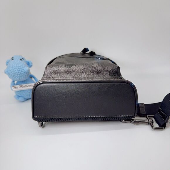 Coach CW312 West Pack in Signature Canvas Leather Camo Print Grey Sling Bag NWT - Picture 5 of 7